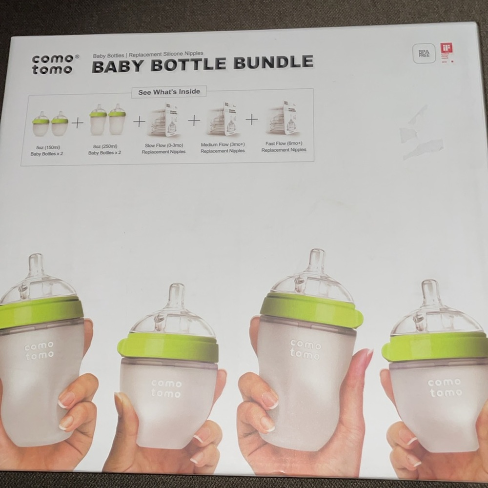 Comotomo BUNDLE1_G Green Baby Bottles - 4 Bottles Plus 2x3 Stage Nipples
